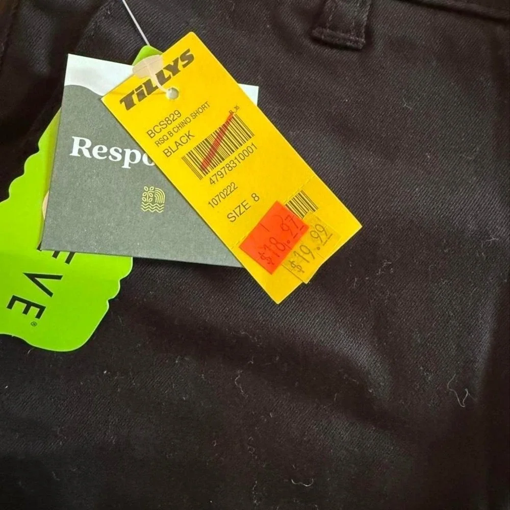 RSQ Boys Black Chino Shorts Size 8 NWT REPREVE‎ Recycled Twill BCS829
